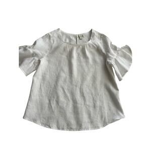 Sundance women’s white linen top medium blouse boho flutter sleeve cottagecore